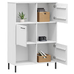 ZNTS Bookcase with Metal Legs White 90x35x128.5 cm Solid Wood OSLO 351014