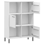 ZNTS Bookcase with Metal Legs White 90x35x128.5 cm Solid Wood OSLO 351014