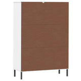 ZNTS Bookcase with Metal Legs White 90x35x128.5 cm Solid Wood OSLO 351014