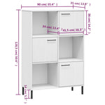 ZNTS Bookcase with Metal Legs White 90x35x128.5 cm Solid Wood OSLO 351014
