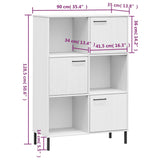 ZNTS Bookcase with Metal Legs White 90x35x128.5 cm Solid Wood OSLO 351014