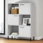 ZNTS Bookcase with Metal Legs White 90x35x128.5 cm Solid Wood OSLO 351014