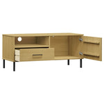 ZNTS TV Cabinet with Metal Legs Brown Solid Wood Pine OSLO 351021