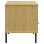 ZNTS TV Cabinet with Metal Legs Brown Solid Wood Pine OSLO 351021