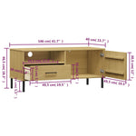 ZNTS TV Cabinet with Metal Legs Brown Solid Wood Pine OSLO 351021
