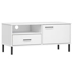 ZNTS TV Cabinet with Metal Legs White Solid Wood Pine OSLO 351023