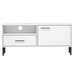 ZNTS TV Cabinet with Metal Legs White Solid Wood Pine OSLO 351023