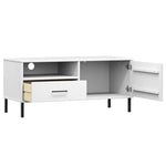 ZNTS TV Cabinet with Metal Legs White Solid Wood Pine OSLO 351023