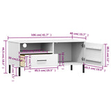 ZNTS TV Cabinet with Metal Legs White Solid Wood Pine OSLO 351023