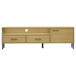 ZNTS TV Cabinet with Metal Legs Brown Solid Wood Pine OSLO 351027