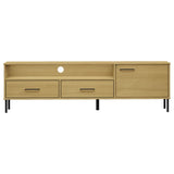 ZNTS TV Cabinet with Metal Legs Brown Solid Wood Pine OSLO 351027