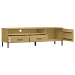 ZNTS TV Cabinet with Metal Legs Brown Solid Wood Pine OSLO 351027