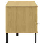 ZNTS TV Cabinet with Metal Legs Brown Solid Wood Pine OSLO 351027