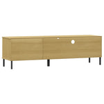 ZNTS TV Cabinet with Metal Legs Brown Solid Wood Pine OSLO 351027