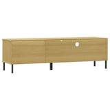 ZNTS TV Cabinet with Metal Legs Brown Solid Wood Pine OSLO 351027