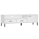 ZNTS TV Cabinet with Metal Legs White Solid Wood Pine OSLO 351029