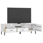 ZNTS TV Cabinet with Metal Legs White Solid Wood Pine OSLO 351029