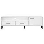 ZNTS TV Cabinet with Metal Legs White Solid Wood Pine OSLO 351029