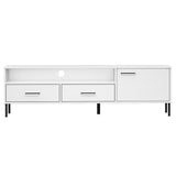 ZNTS TV Cabinet with Metal Legs White Solid Wood Pine OSLO 351029