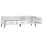 ZNTS TV Cabinet with Metal Legs White Solid Wood Pine OSLO 351029