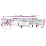 ZNTS TV Cabinet with Metal Legs White Solid Wood Pine OSLO 351029
