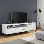 ZNTS TV Cabinet with Metal Legs White Solid Wood Pine OSLO 351029
