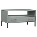 ZNTS Coffee Table with Metal Legs Grey 85x50x45 cm Solid Wood OSLO 351034