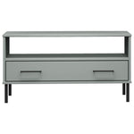 ZNTS Coffee Table with Metal Legs Grey 85x50x45 cm Solid Wood OSLO 351034