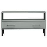 ZNTS Coffee Table with Metal Legs Grey 85x50x45 cm Solid Wood OSLO 351034