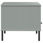 ZNTS Coffee Table with Metal Legs Grey 85x50x45 cm Solid Wood OSLO 351034