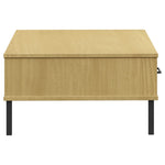 ZNTS Coffee Table with Metal Legs Brown Solid Wood Pine OSLO 351036