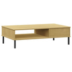 ZNTS Coffee Table with Metal Legs Brown Solid Wood Pine OSLO 351036