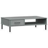ZNTS Coffee Table with Metal Legs Grey Solid Wood Pine OSLO 351037