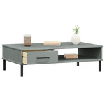 ZNTS Coffee Table with Metal Legs Grey Solid Wood Pine OSLO 351037