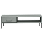 ZNTS Coffee Table with Metal Legs Grey Solid Wood Pine OSLO 351037