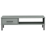 ZNTS Coffee Table with Metal Legs Grey Solid Wood Pine OSLO 351037