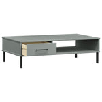 ZNTS Coffee Table with Metal Legs Grey Solid Wood Pine OSLO 351037