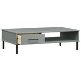 ZNTS Coffee Table with Metal Legs Grey Solid Wood Pine OSLO 351037