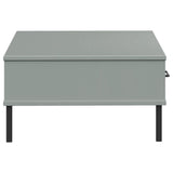 ZNTS Coffee Table with Metal Legs Grey Solid Wood Pine OSLO 351037