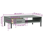 ZNTS Coffee Table with Metal Legs Grey Solid Wood Pine OSLO 351037