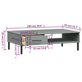ZNTS Coffee Table with Metal Legs Grey Solid Wood Pine OSLO 351037