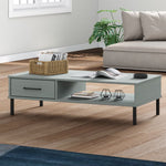 ZNTS Coffee Table with Metal Legs Grey Solid Wood Pine OSLO 351037