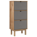 ZNTS Shoe Cabinet OTTA with 3 Drawers Brown&Grey Solid Wood Pine 351310