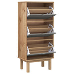 ZNTS Shoe Cabinet OTTA with 3 Drawers Brown&Grey Solid Wood Pine 351310