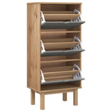 ZNTS Shoe Cabinet OTTA with 3 Drawers Brown&Grey Solid Wood Pine 351310
