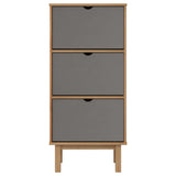 ZNTS Shoe Cabinet OTTA with 3 Drawers Brown&Grey Solid Wood Pine 351310