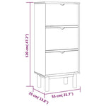 ZNTS Shoe Cabinet OTTA with 3 Drawers Brown&Grey Solid Wood Pine 351310