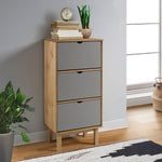 ZNTS Shoe Cabinet OTTA with 3 Drawers Brown&Grey Solid Wood Pine 351310