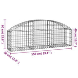 ZNTS Arched Gabion Basket 150x30x40/60 cm Galvanised Iron 153442