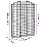 ZNTS Arched Gabion Basket 150x30x200/220 cm Galvanised Iron 153450